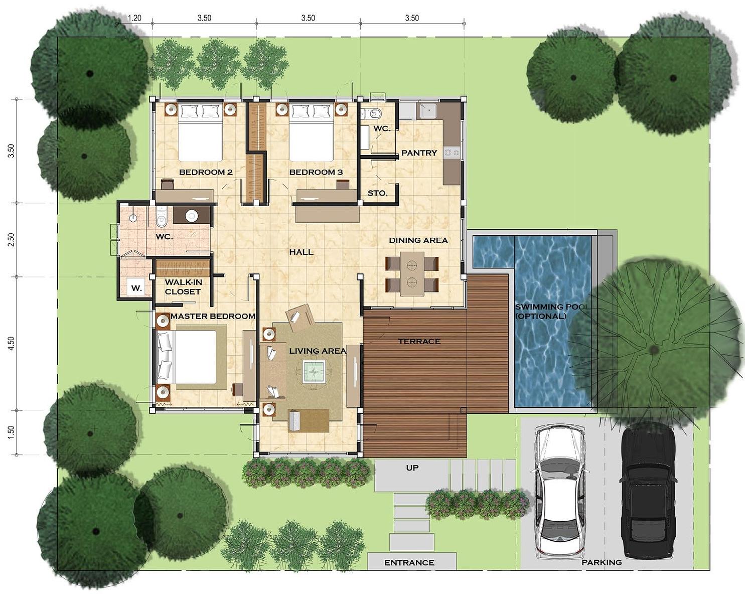 Resort Villa #53, 3-Bed Pool Villa at Black Mountain — floor plan 1