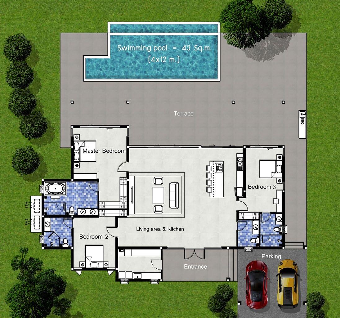 North Point Villa, 3-Bed Single-Storey Pool Villa on the North Course — floor plan 1