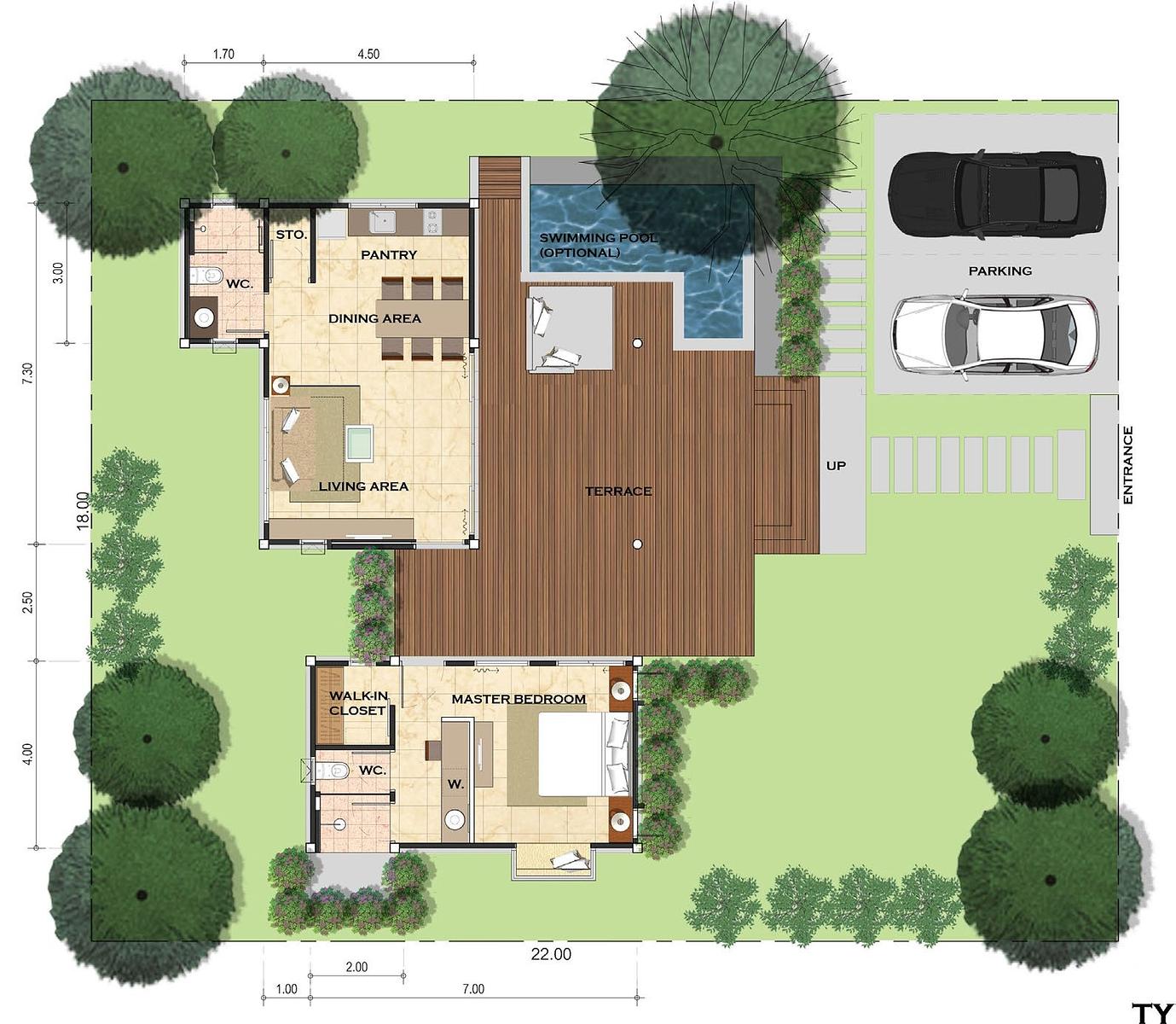 Resort Villa #57, 1-Bed Pool Villa at Black Mountain — floor plan 1