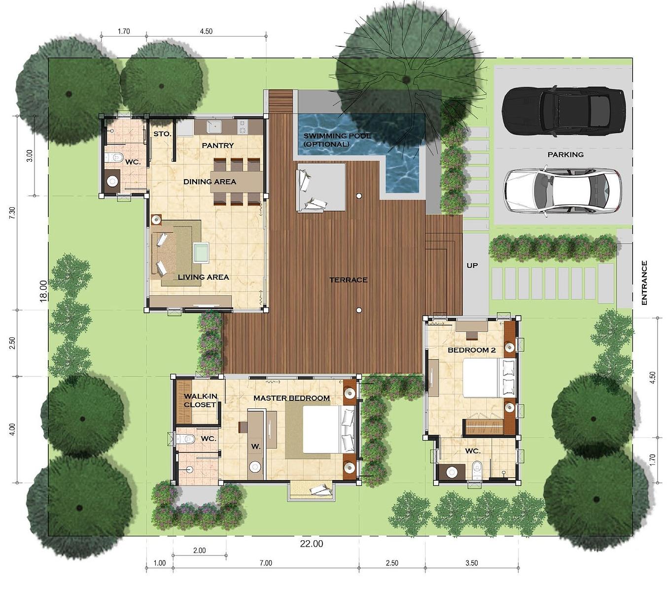 Resort Villa #55, 2-Bed Pool Villa at Black Mountain — floor plan 1