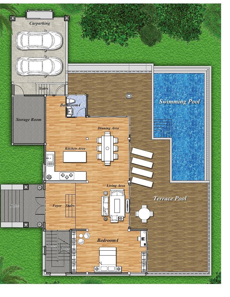 North 4, 3-Bed Two-Storey Pool Villa on the 10th Fairway — floor plan 1